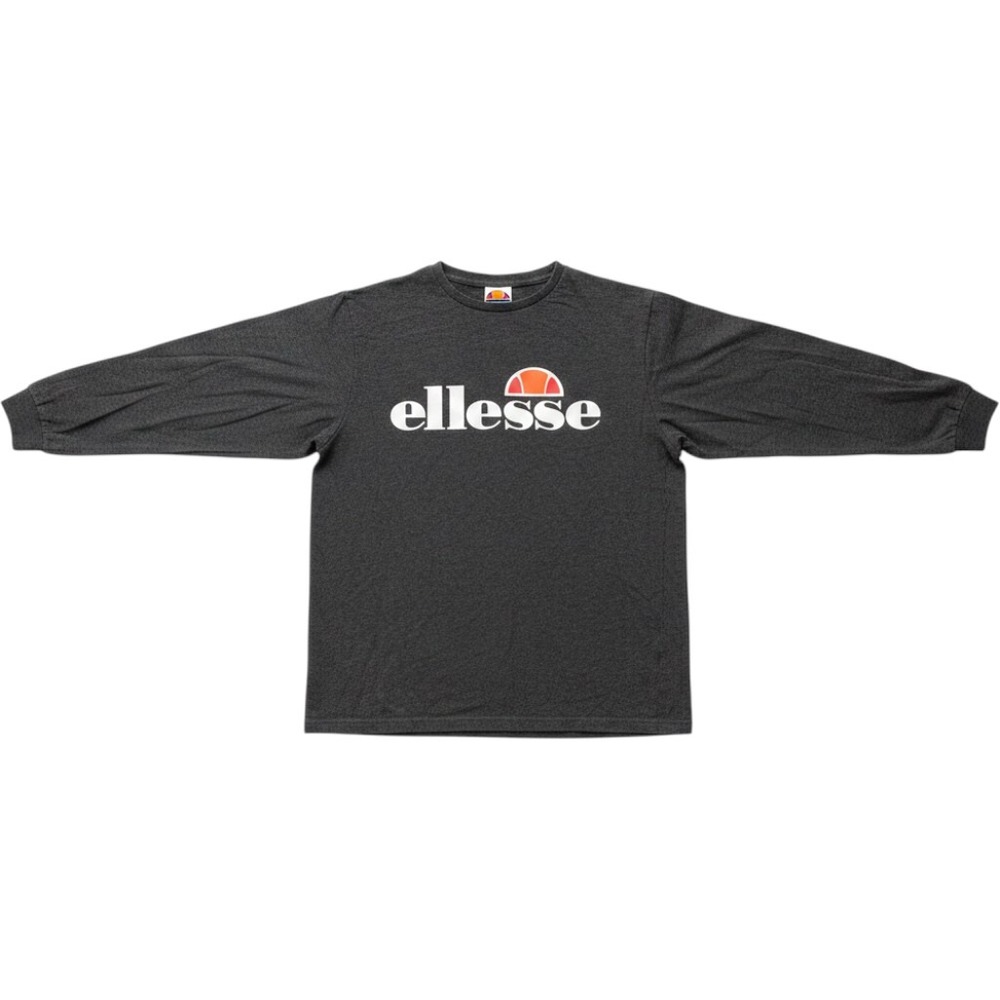 Ellesse Mens Long Sleeve Logo T-Shirt Charcoal Gray Heather EM07406 Size Medium